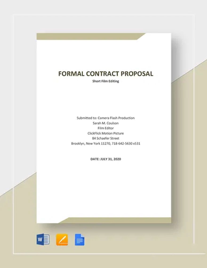Formal Contract Proposal Template in Word, Google Docs, Apple Pages