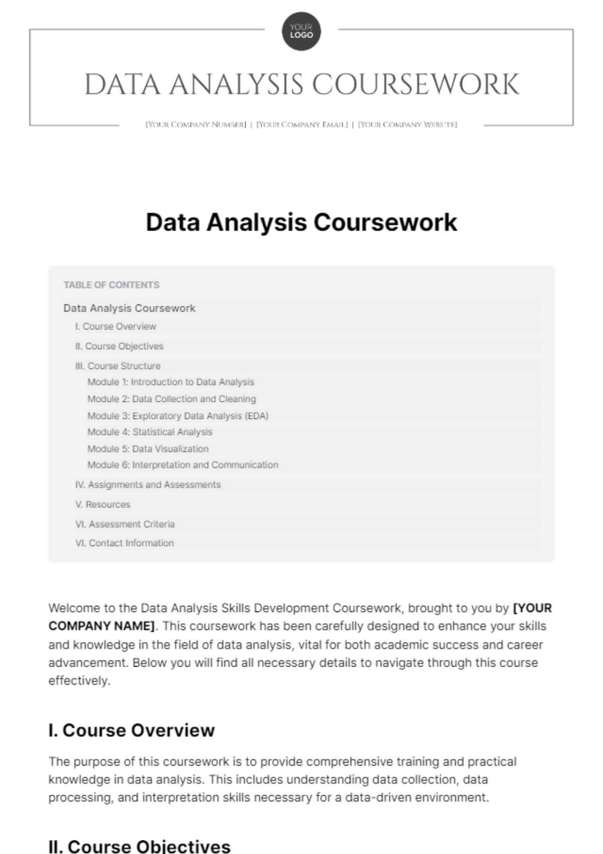 Data Analysis Coursework Template