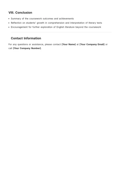 Free English Literature Coursework Template to Edit Online