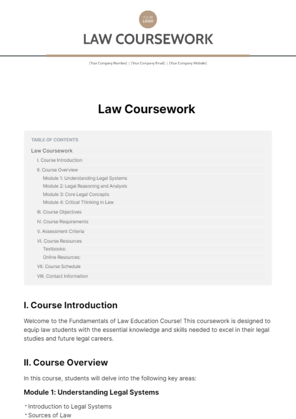 Law Coursework Template