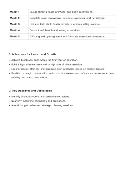 Free Salon Project Plan Template to Edit Online