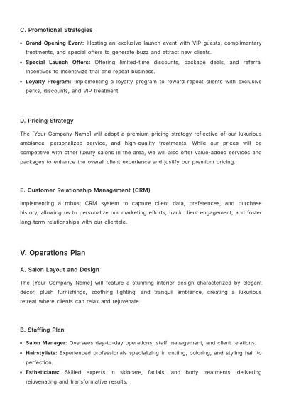 Free Salon Project Plan Template to Edit Online