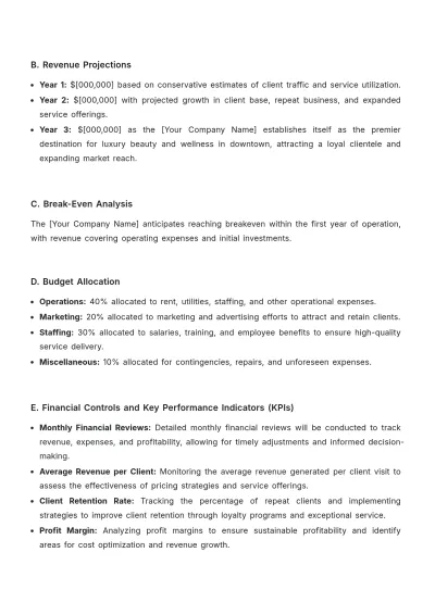 Free Salon Project Plan Template to Edit Online