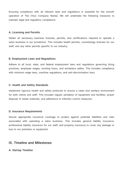Free Salon Project Plan Template to Edit Online