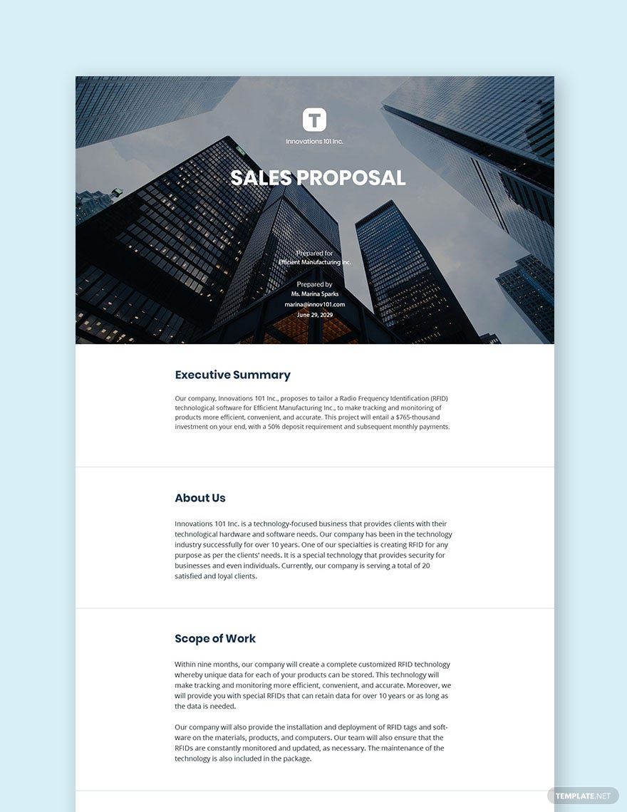 Sales Proposal Template - InDesign, Word, Apple Pages, PSD, PDF ...