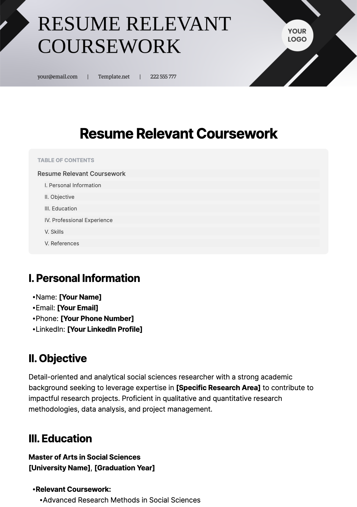 relevant coursework resume examples