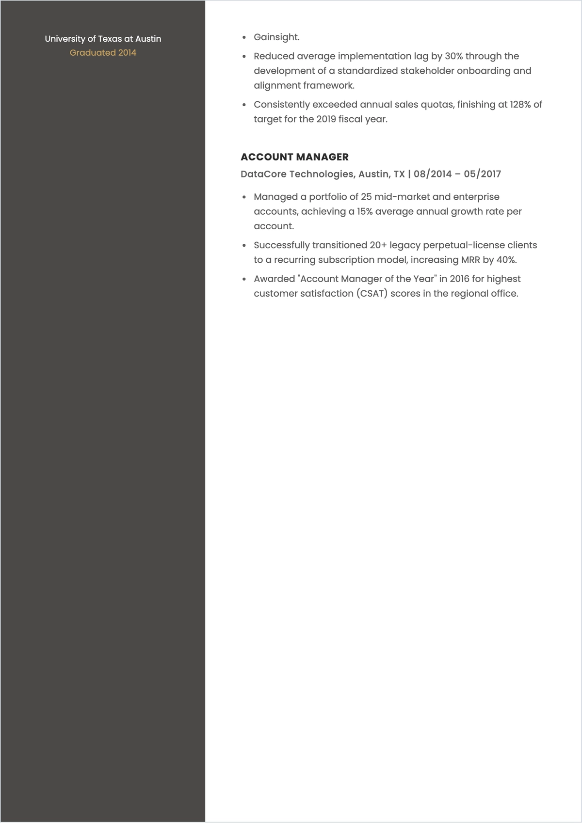 Free Key Account Executive ATS CV Template, AI CV Builder