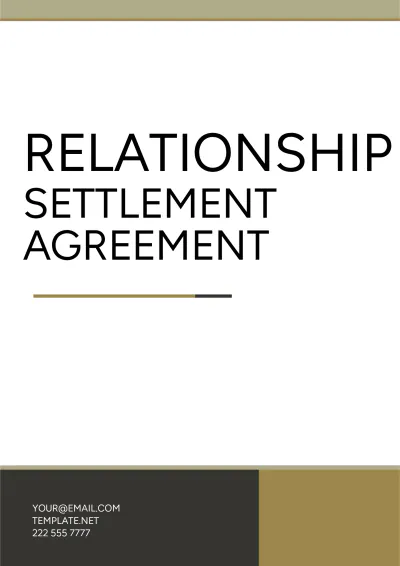Free Relationship Settlement Agreement Template to Edit Online