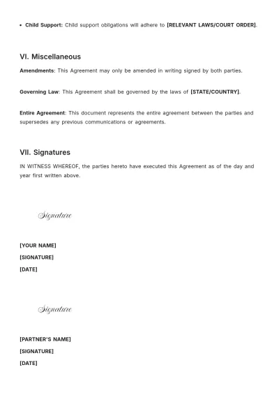 Free Relationship Settlement Agreement Template to Edit Online