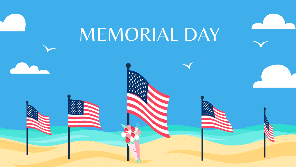 Memorial Day Beach Background Template