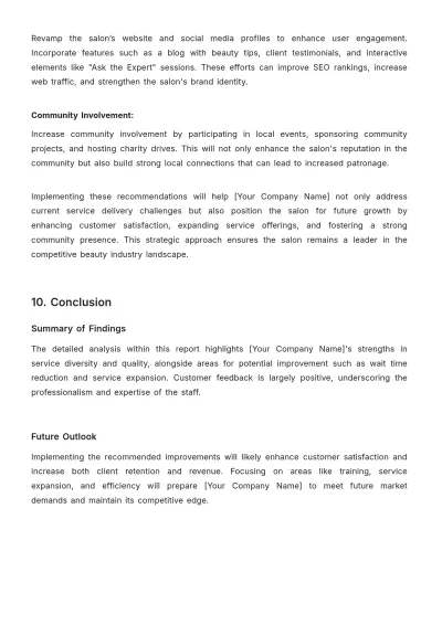 Free Salon Service Report Template to Edit Online