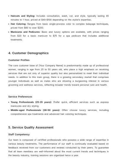 Free Salon Service Report Template to Edit Online