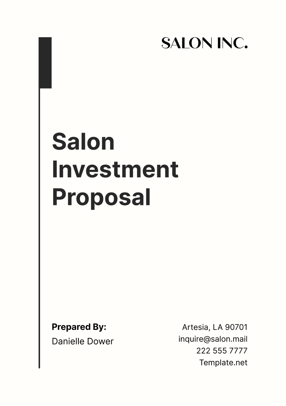 Free Salon Investment Proposal Template
