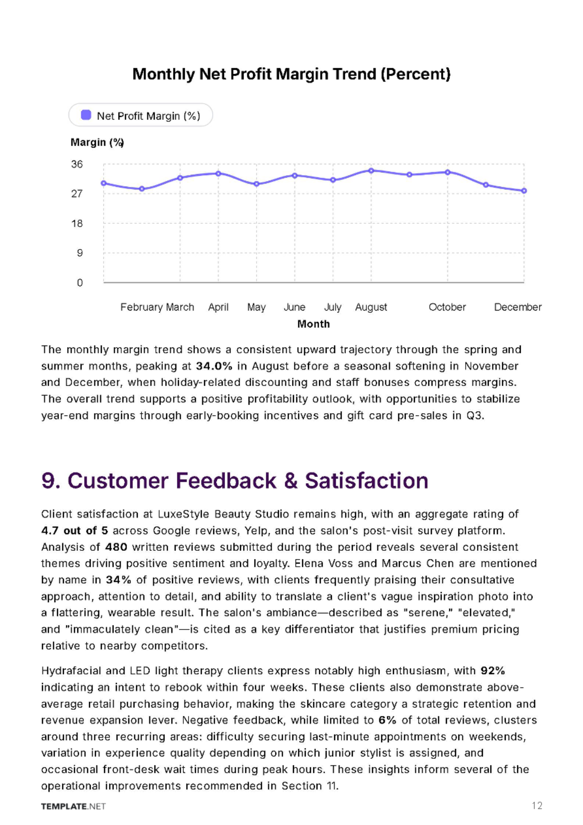 Free Salon Business Report Template to Edit Online