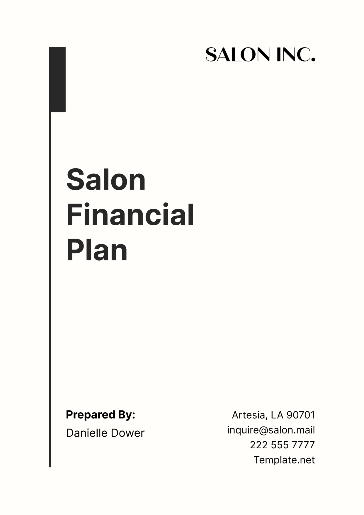 Free Salon Financial Plan Template