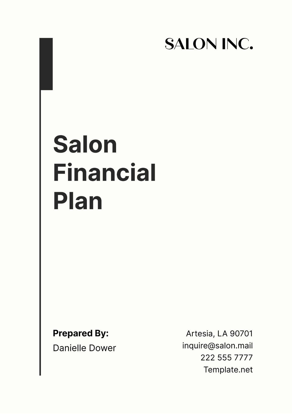 Salon Financial Plan Template - Edit Online & Download