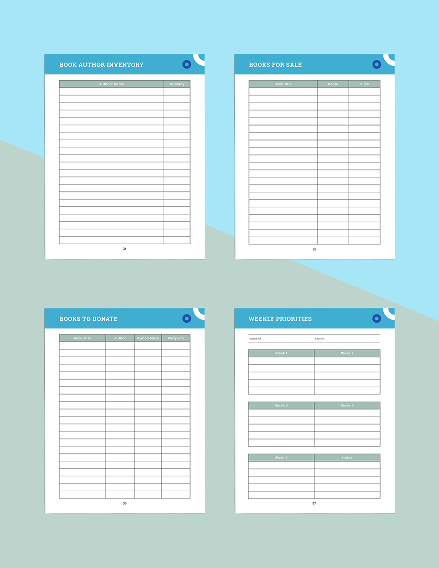 40 Page Book Planner Template