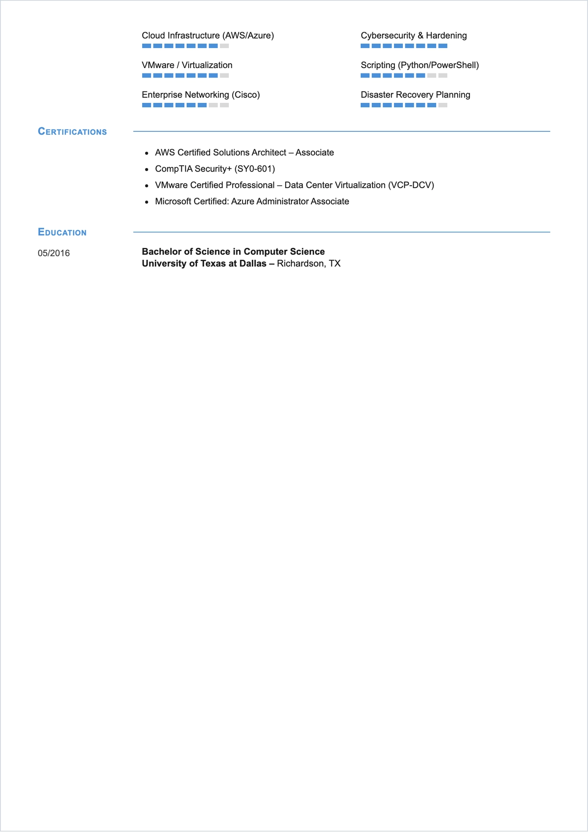 Free IT Professional ATS CV Template, AI CV Builder