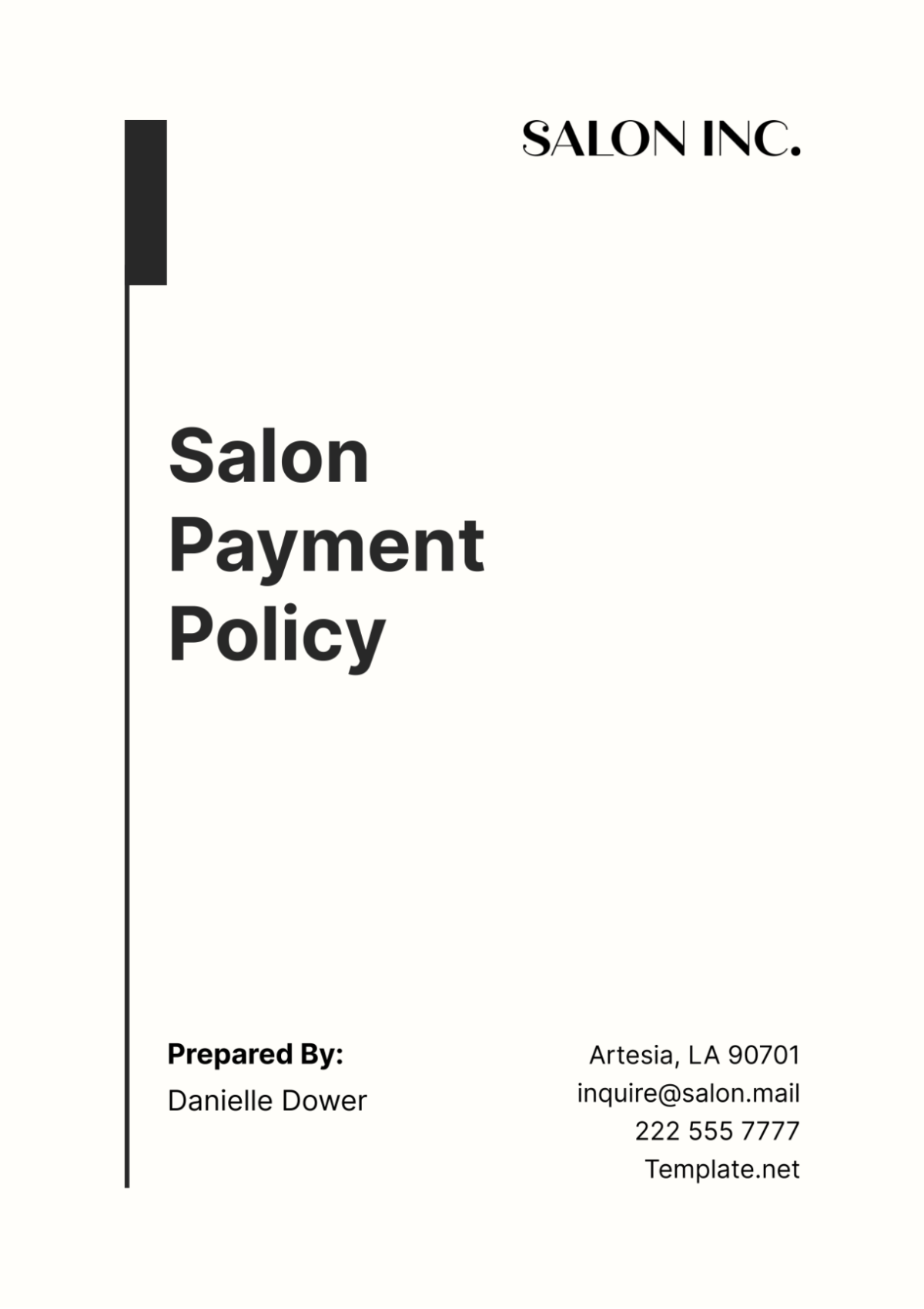 Salon Payment Policy Template