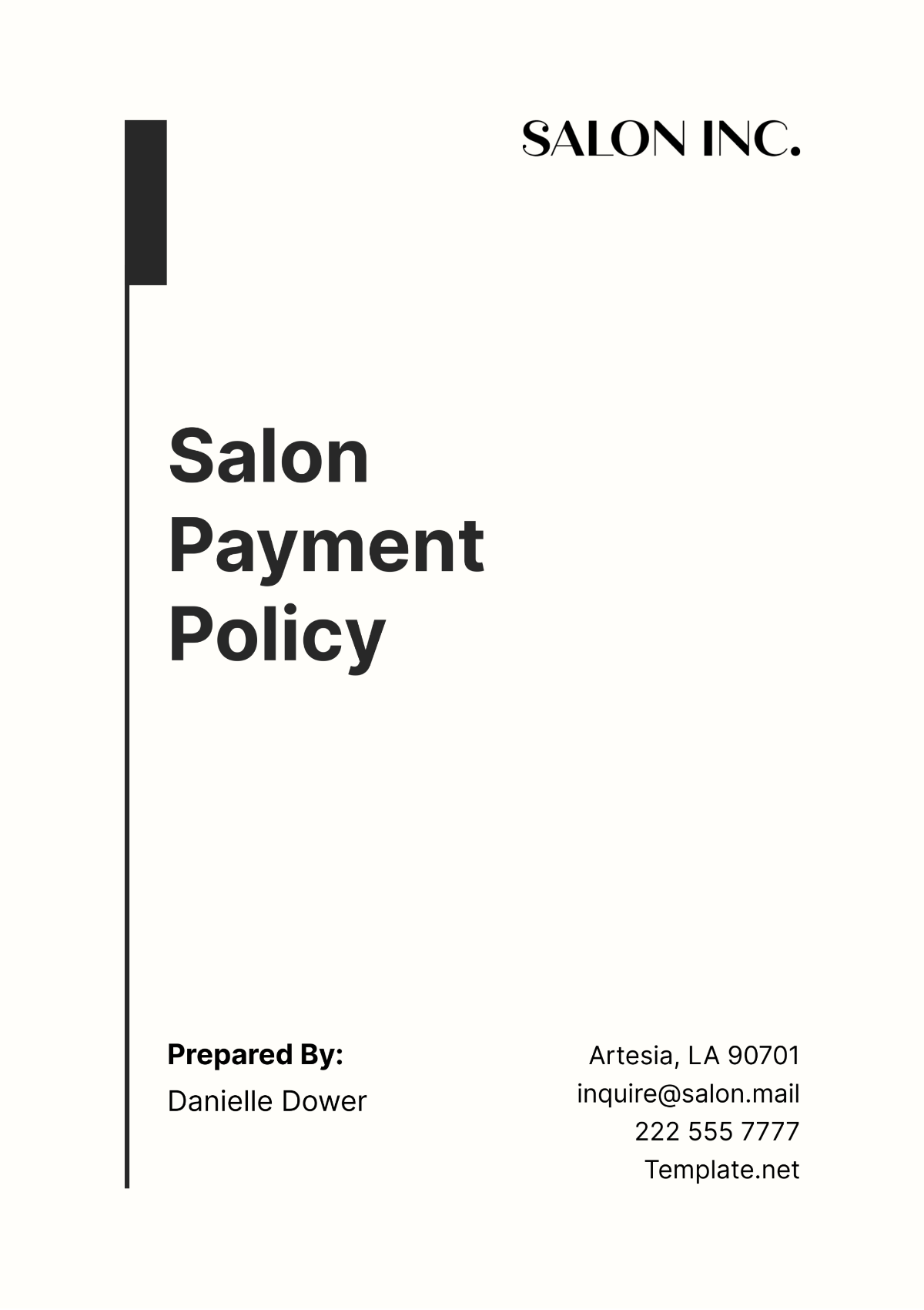 Salon Payment Policy Template - Edit Online & Download