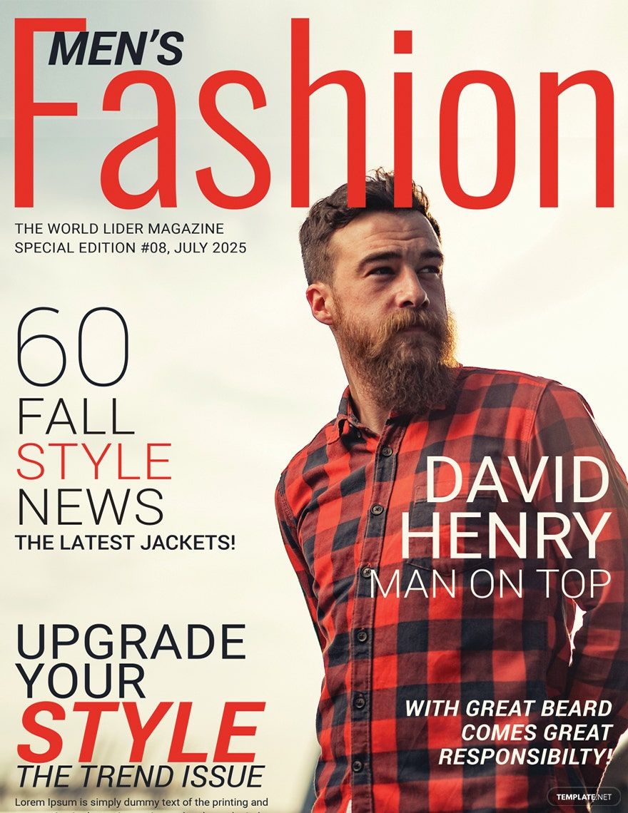 FREE Magazine Cover Template Download Word Google Docs PDF   Men S Fashion Magazine Cover Template 2X 