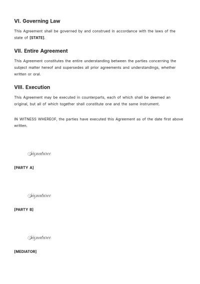 Free Mediation Settlement Agreement Template to Edit Online