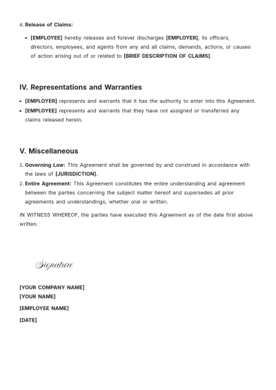 Free Global Settlement Agreement Template to Edit Online