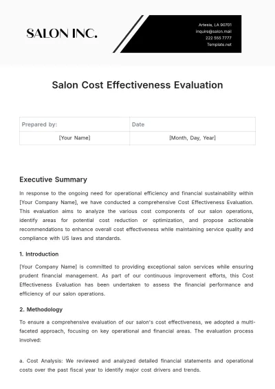 Free Salon Cost Effectiveness Evaluation Template to Edit Online