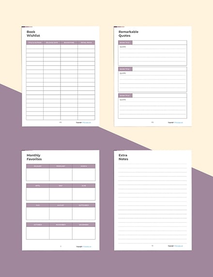 Printable Book Planner Editable
