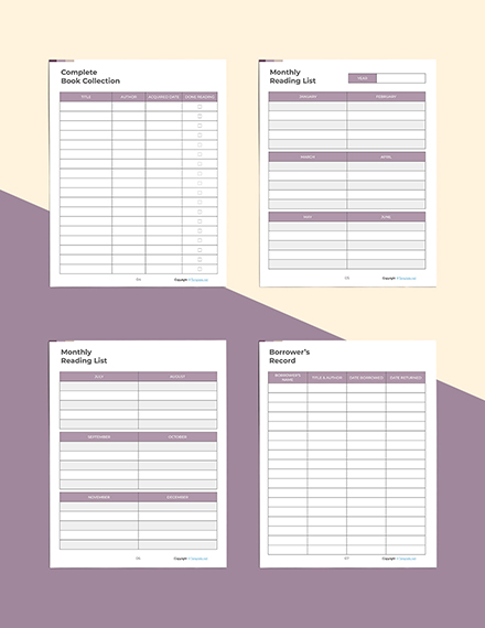 Printable Book Planner Example