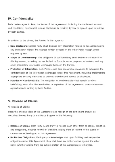 Free Financial Settlement Agreement Template to Edit Online