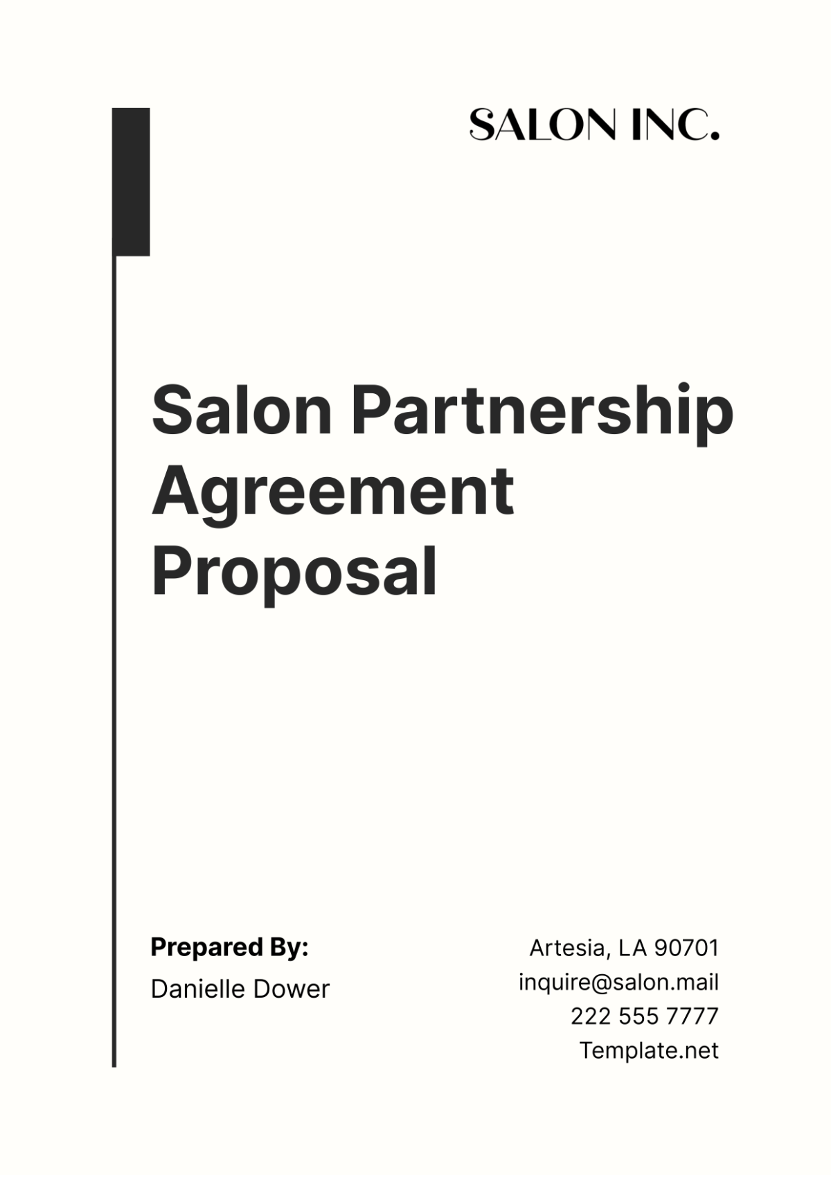 Free Salon Partnership Agreement Proposal Template