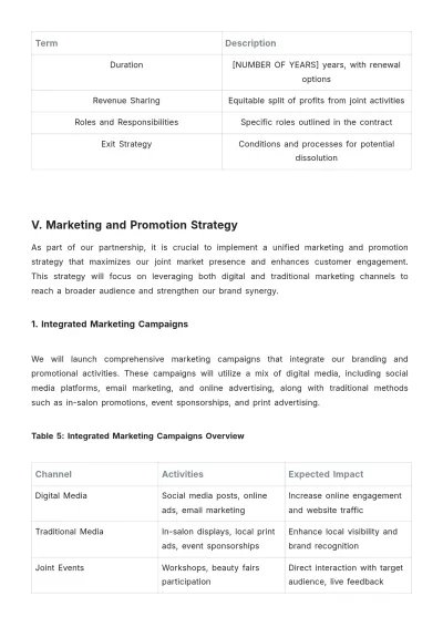 Free Salon Partnership Agreement Proposal Template to Edit Online