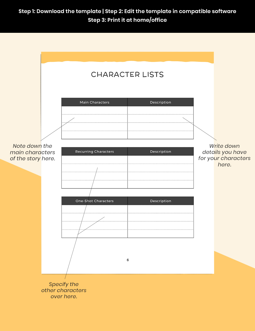 Writers Story Planner Template