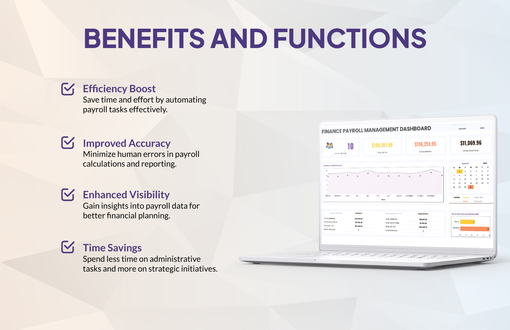 Finance Payroll Management Dashboard Template