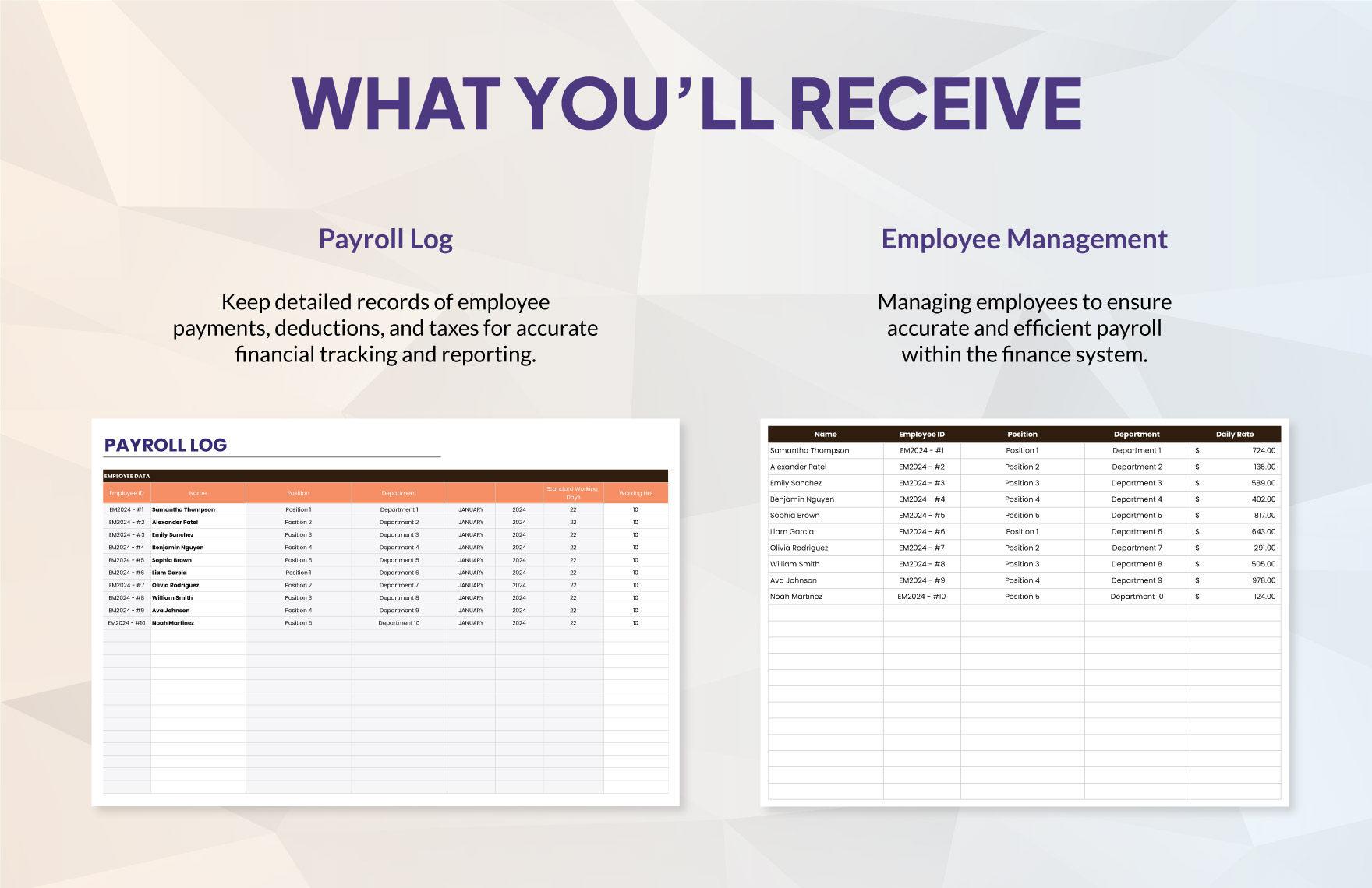 Finance Payroll Management Dashboard Template