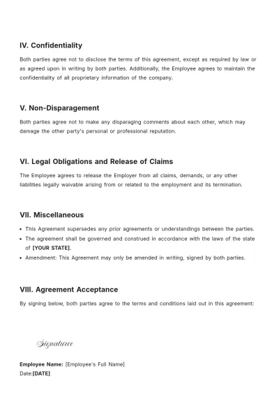 Free Employment Termination and Settlement Agreement Template to Edit Online