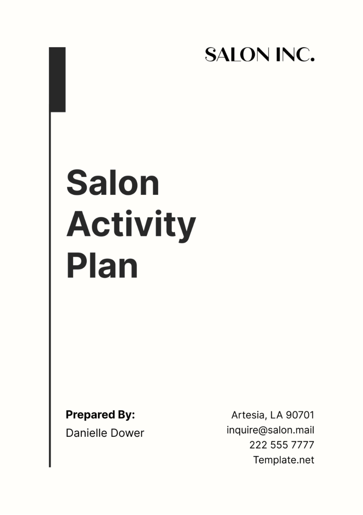 Salon Activity Plan Template - Edit Online & Download