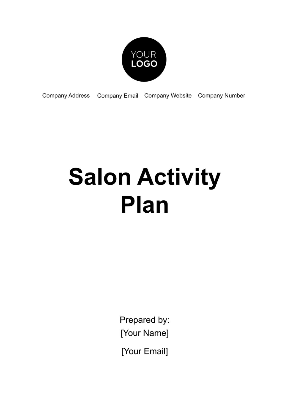 Free Salon Activity Plan Template