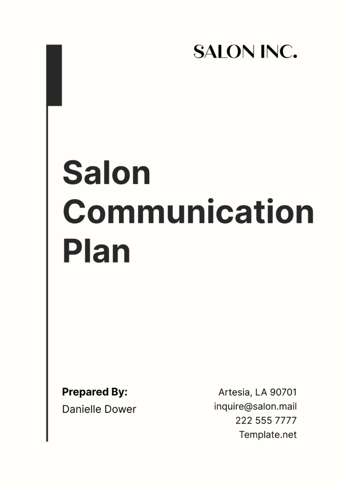 Salon Communication Plan Template