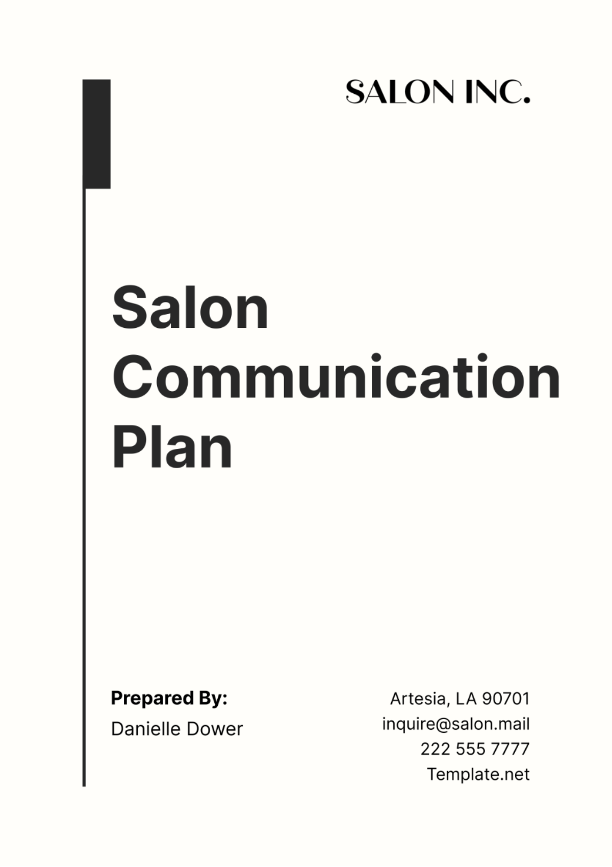 Salon Communication Plan Template - Edit Online & Download