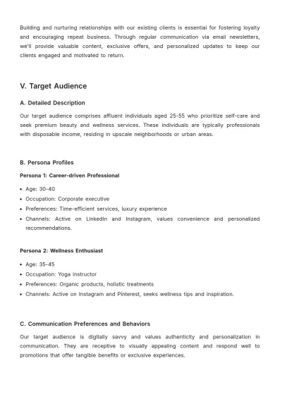 Free Salon Communication Plan Template to Edit Online