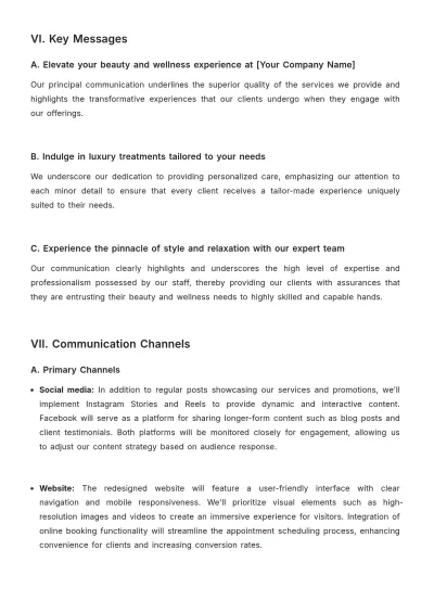 Free Salon Communication Plan Template to Edit Online