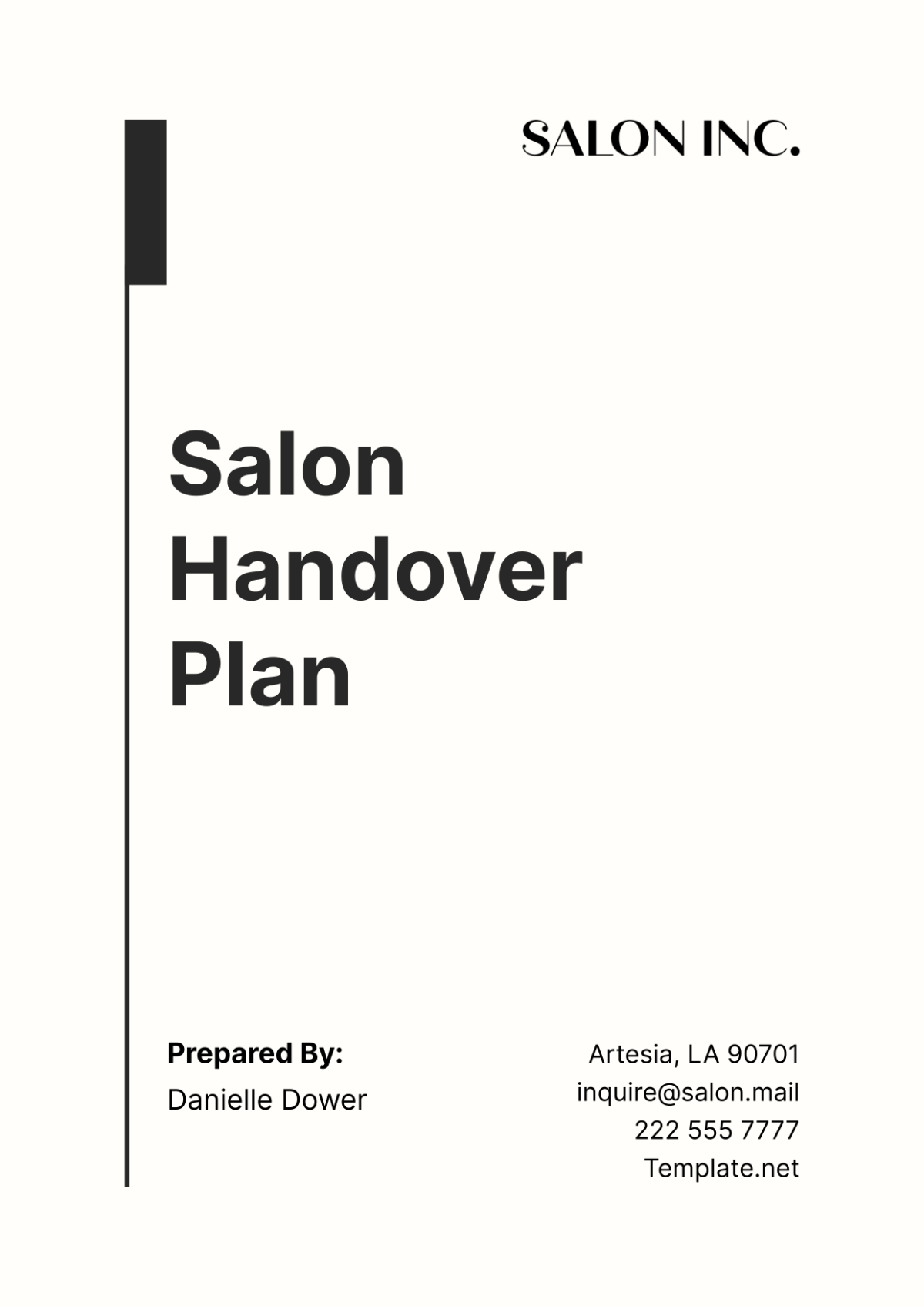 Salon Handover Plan Template