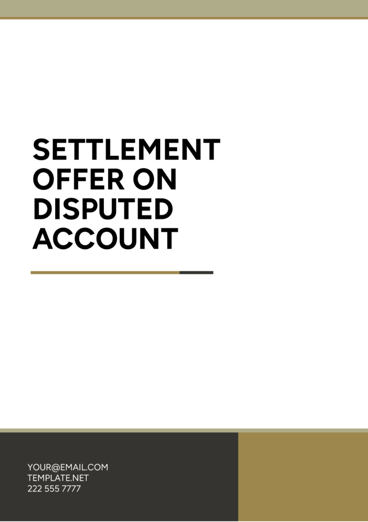 Free Settlement Offer on Disputed Account Template