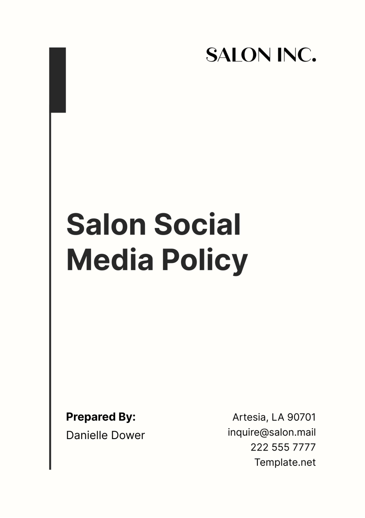 Salon Social Media Policy Template - Edit Online & Download