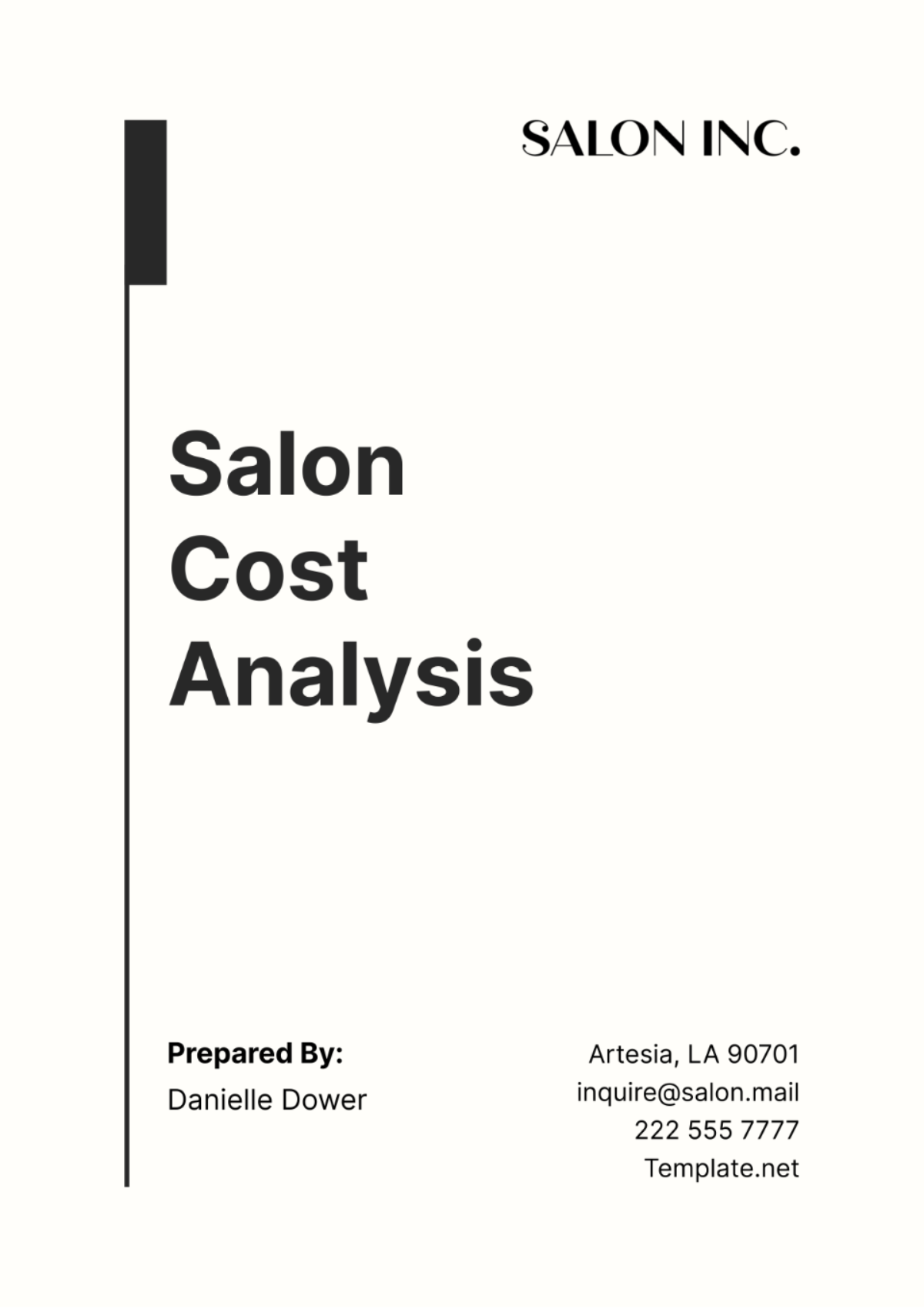 Salon Cost Analysis Template