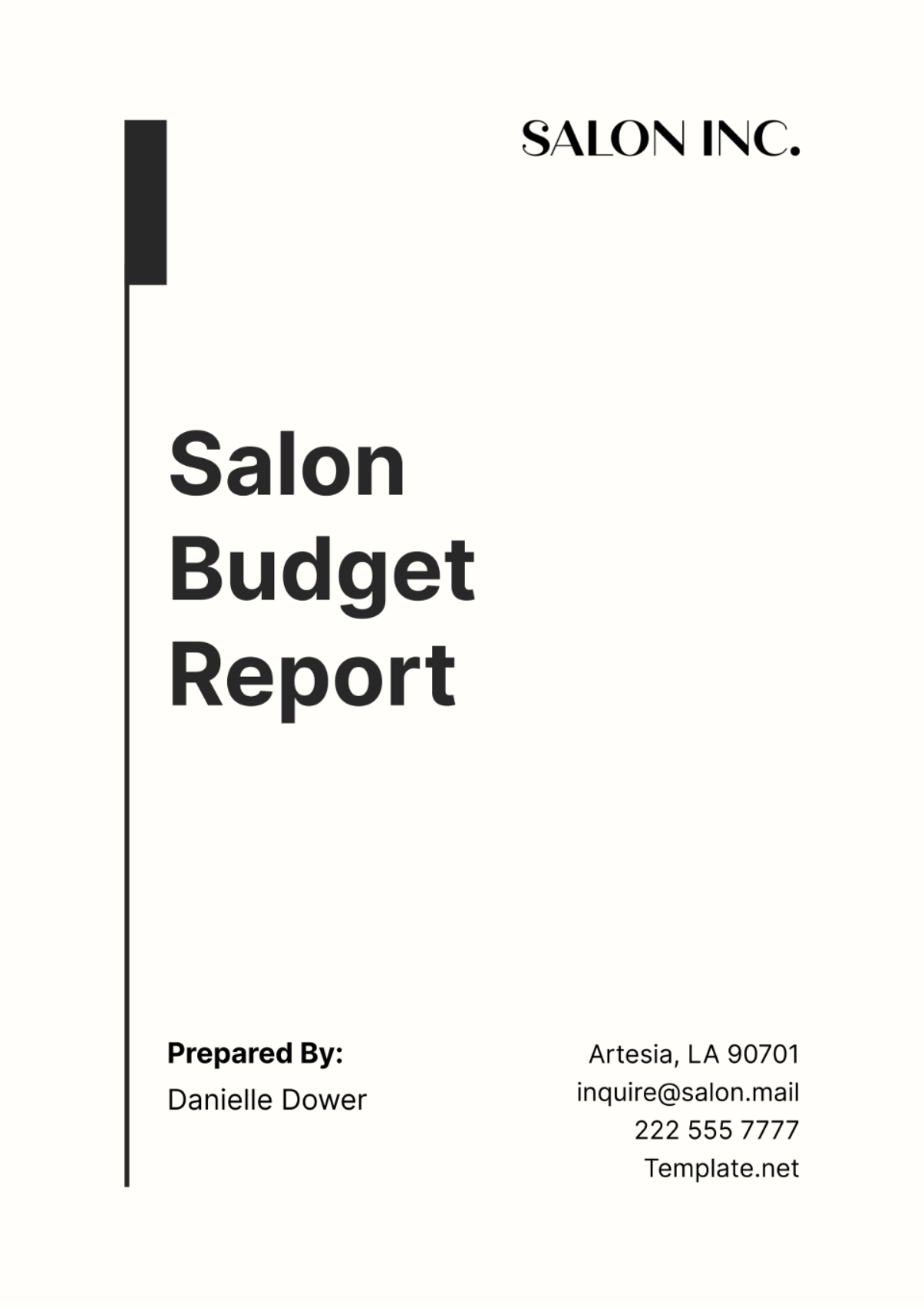Salon Budget Report Template