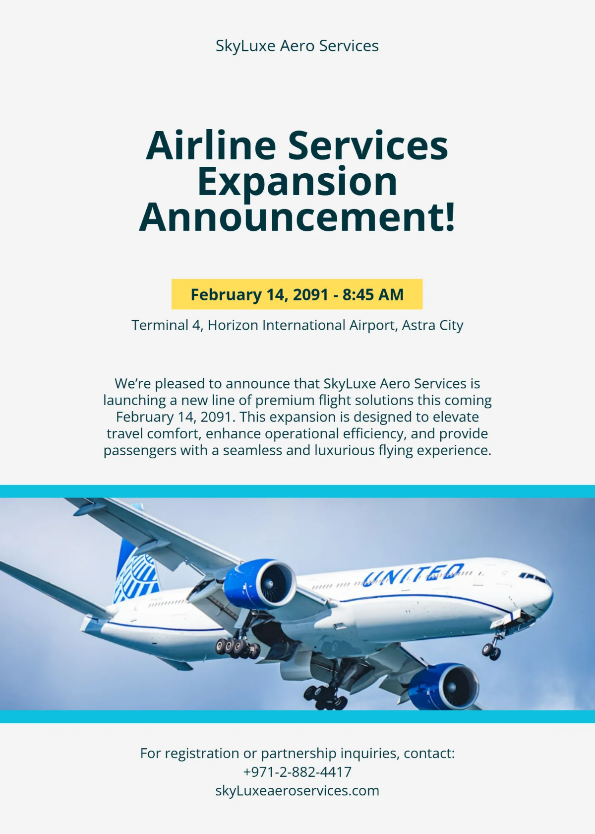 Airlines Services Announcement Template