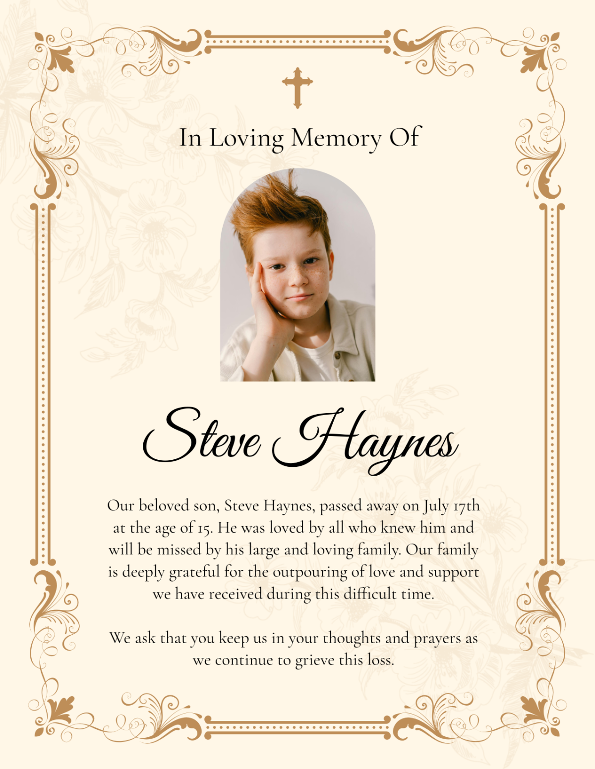 Death Announcement Sample Template - Edit Online & Download